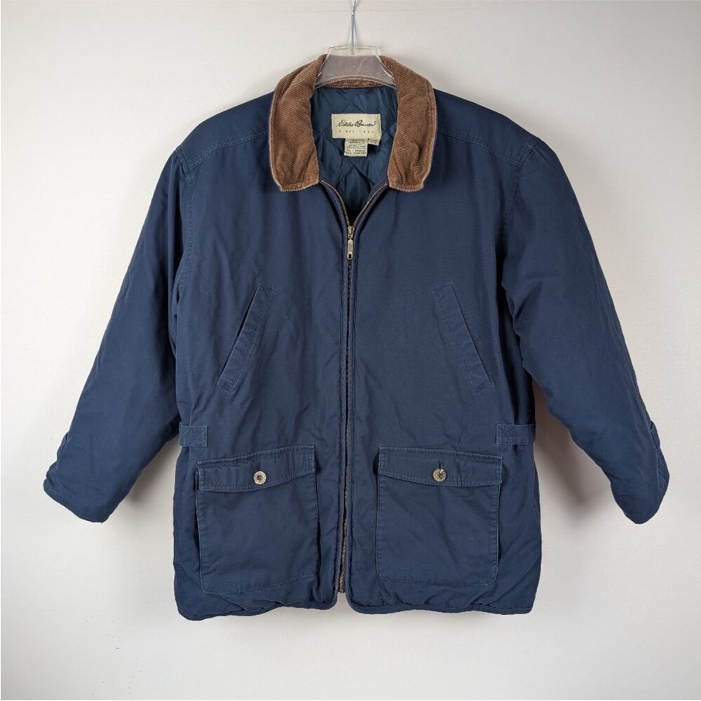 Vintage Eddie Bauer Goose Down Chore Coat Jacket Corduroy Collar - Large